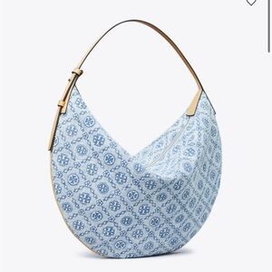 Tory Burch T Monogram Denim Large Balloon Bag